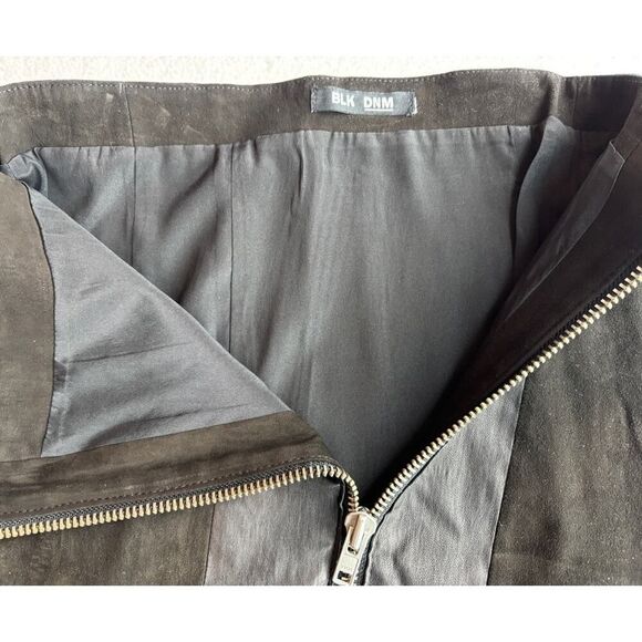BLK DNM BLACK Leather Suede Skirt Pencil Straight Asymmetrical Zipper XXS - Picture 6 of 7